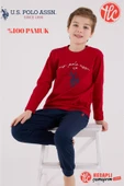 U.S. Polo Assn. Garson Erkek Çocuk %100 Pamuklu 4 Mevsim Kumaş Uzun Kollu Pijama Takım - 1