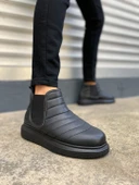 JET-205 Boston Bağcıksız Ortopedik Taban Cilt Erkek Spor Bot CST - Siyah thumbnail 4