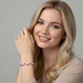 Pofuduk Kiraz El İşçiliği Kadın Bileklik BLK1 Pembe Renk 19cm Takı thumbnail 3