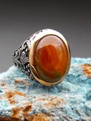 925 Ayar Gümüş Erkek Akik Taşı Yüzük sy00093 thumbnail 3