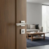 Penta Nikel İnoxKare Rozetli Oda Kapı Kolu (1 TAKIM: 2 Adet Kol + 2 Adet Rozet + Bağlantı Demiri) thumbnail 4