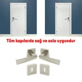 Penta Nikel İnoxKare Rozetli Oda Kapı Kolu (1 TAKIM: 2 Adet Kol + 2 Adet Rozet + Bağlantı Demiri) thumbnail 3