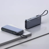 Juo 20000 mAh 130W LED Ekranlı Usb-A + Type-C Kablolu Powerbank Taşınabilir Hızlı Şarj Cihazı - Siyah Teşhir - 4