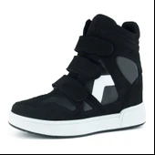 Erkan Saçmacı Talvi Siyah Beyaz Süet Yuvarlak Burun Cırt Cırtlı Gizli Dolgu Topuklu Günlük Bot - 1