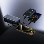 Juo 20000 mAh 130W LED Ekranlı Usb-A + Type-C Kablolu Powerbank Taşınabilir Hızlı Şarj Cihazı - Siyah Teşhir - 3