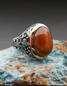 925 Ayar Gümüş Erkek Akik Taşı Yüzük sy00093 thumbnail 1