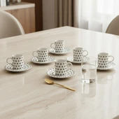 GÜRAL PORSELEN Camelia 12 Parça 6 Kişilik Kahve Fincan Takımı 6656 thumbnail 1