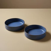 GÜRAL PORSELEN Ese Valeron 2 Adet 18 cm Salata Kasesi Mat Mavi 26L thumbnail 5