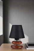 Lumexx MARS CEVİZ HASIR SİYAH ABAJURLU MASA LAMBASI thumbnail 2