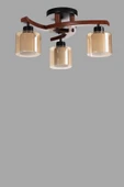 Lumexx WESTON 3 LÜ CEVİZ ÇİFT CAMLI PLOFONYER AVİZE thumbnail 3