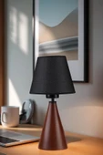 Lumexx JUNO CEVİZ HASIR SİYAH ABAJURLU MASA LAMBASI thumbnail 1