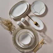 GÜRAL PORSELEN Camelia 54 Parça 12 Kişilik Yemek Takımı 6687 thumbnail 2