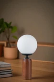 Lumexx LOLE CEVİZ BEYAZ CAMLI MASA LAMBASI thumbnail 2
