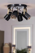 Lumexx LONDON 4 LÜ TEPSİLİ SİYAH PLAFONYER AVİZE thumbnail 1