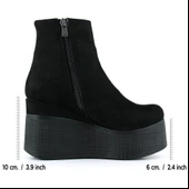 Erkan Saçmacı Chione Siyah Süet Kürk Astarlı Fermuarlı Yuvarlak Burun Gizli Dolgu Topuklu Bot - 2