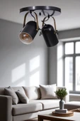 Lumexx LONDON 2 Lİ TEPSİLİ SİYAH PLAFONYER AVİZE thumbnail 1