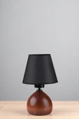 Lumexx CAMERON CEVİZ HASIR SİYAH ABAJURLU MASA LAMBASI thumbnail 2