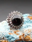 925 Ayar Gümüş Oltu Taşı Kadın Yüzük sk00096 thumbnail 6