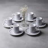 GÜRAL PORSELEN Camelia 12 Parça 6 Kişilik Kahve Fincan Takımı 6707 thumbnail 3