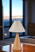 Lumexx JUNO NATUREL PİLELİ KREM ABAJURLU MASA LAMBASI thumbnail 1