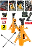stilmax 2000Kg Kapasiteli 4 Ayaklı 2Adet Set Sehpa Kriko Standı + 4'lü Bijon Seti El Feneri Hediye Garaj Set thumbnail 2
