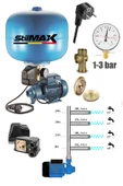 stilmax Germany Bakır Sargı 24lt Tanklı Santrifüj Otomatik Hidrofor 2 Daire Paket Hidrofor Pompa Seti 0.50Hp thumbnail 1