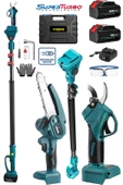 stilmax Germany 2100VLİON Kömürsüz Blue Seri Çift Akülü Uzaten Teleskopik Şarjlı Dal Budama + Bağ Makası Set thumbnail 3