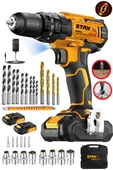 STAXX POWER Germany 21500W 25Tork Çelik Şanzuman Bakır Sargılı Çift Akülü Şarjlı Matkap Vidalama 27 Parça Setli thumbnail 1