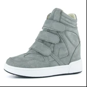 Erkan Saçmacı Talvi Gri Süet Yuvarlak Burun Cırt Cırtlı Gizli Dolgu Topuklu Günlük Bot thumbnail 1