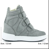 Erkan Saçmacı Talvi Gri Süet Yuvarlak Burun Cırt Cırtlı Gizli Dolgu Topuklu Günlük Bot thumbnail 2