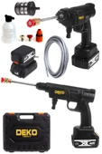 DEKO TURKEY Yüksek Basınçlı Akülü Araba Oto Yıkama Makinesi Sprey Su Tabancası 1500 W 55bar 48v Deterjan Kit thumbnail 1