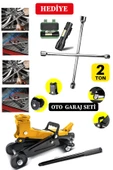 DEKO TURKEY 2000Kg Kapasiteli Tekerlekli Araç Krikosu Hidrolik Kriko + 4'lü Çelik Bijon Seti El Feneri Hediyeli thumbnail 3