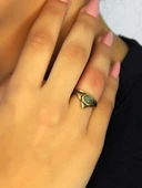 Doğal Taş Yeşil Akik Doğal Taşlı Antik Model Kadın Ayarlanabillir Yüzük euy72ya thumbnail 1