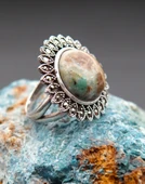 925 Ayar Gümüş Oltu Zümrütü Kadın Yüzük sy00099 thumbnail 2