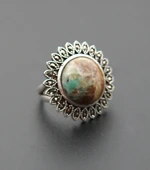 925 Ayar Gümüş Oltu Zümrütü Kadın Yüzük sy00099 thumbnail 3