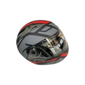 JK20 Çene Açılır Güneş Vizörlü Motosiklet Kaskı Kırmızı L Beden Baş Çevresi: 59-60CM thumbnail 4