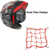 JK20 Çene Açılır Güneş Vizörlü Motosiklet Kaskı Kırmızı L Beden Baş Çevresi: 59-60CM thumbnail 1