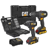 CAT DXK201 18Volt/2.0Ah Li-ion Çift Akülü Kömürsüz Profesyonel Şarjlı Darbeli Matkap + DX7030 + DA01903 Kombo Set thumbnail 1