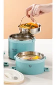 Food 2.7 Litre, 3 Katlı, Yuvarlak, Paslanmaz Çelik, Sızdırmaz, Yemek Taşıma Kabı, Sefer Tası, FOOD 1096A thumbnail 7