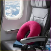 Pembe Polar Araç Boyun Yastığı 35x28 cm / Araba Uçak Otobüs Ev ve Ofis Seyahat Yolculuk Yastığı thumbnail 2