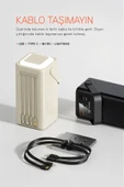 Powerway PD80 Kamp Powerbank | Gerçek 80.000 mAh | PD 22.5W Hızlı Şarj | LED Fenerli ve Dahili Kablolu - 4