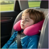 Pembe Polar Araç Boyun Yastığı 35x28 cm / Araba Uçak Otobüs Ev ve Ofis Seyahat Yolculuk Yastığı thumbnail 1