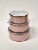 Gizem Emaye 3Lü Saklama Kabı Pembe - 1