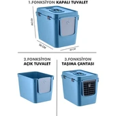 MASKOT ÜSTTEN KAPAKLI KAPALI KEDİ TUVALETİ MAVİ thumbnail 2