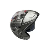 JK20 Çene Açılır Güneş Vizörlü Motosiklet Kaskı Gri Siyah XL Beden Baş Çevresi: 61-62CM thumbnail 4