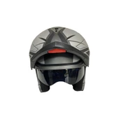 JK20 Çene Açılır Güneş Vizörlü Motosiklet Kaskı Gri Siyah XL Beden Baş Çevresi: 61-62CM thumbnail 2