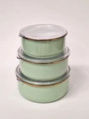 Gizem Emaye 3Lü Saklama Kabı Yeşil - 1