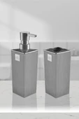 Minimalist Banyo Seti – Sıvı Sabunluk ve Diş Fırçalık | Modern Kare Tasarım DC-6778 thumbnail 3