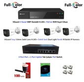 VGuard 5mp Dahili Sesli Ve Gece Renkli 4 Kameralı Tak Çalıştır Hazır IP Kamera Seti 1TB Disk thumbnail 1
