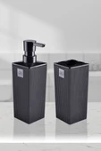Minimalist Banyo Seti – Sıvı Sabunluk ve Diş Fırçalık | Modern Kare Tasarım DC-6778 thumbnail 2